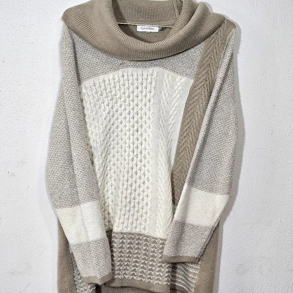 Calvin Klein Beige and Cream Cowl Neck Sweater - Picture 12 of 12